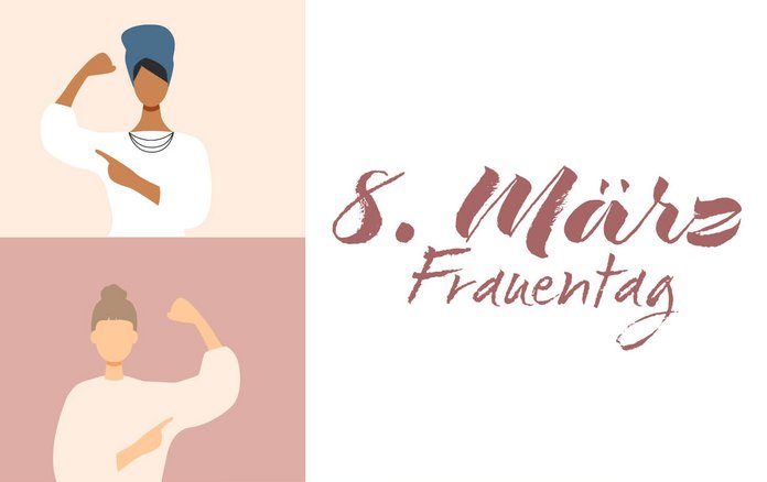 Illustration mit verschiedenen Frauen zum Frauentag am 8. März