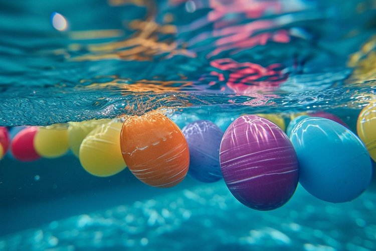 bunte Ostereier unter Wasser