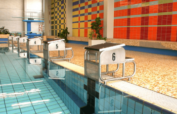 Schwimmbecken mit Startblöcken