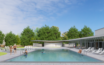 Visualisierung der Außenanlage Stadtbad Tiergarten