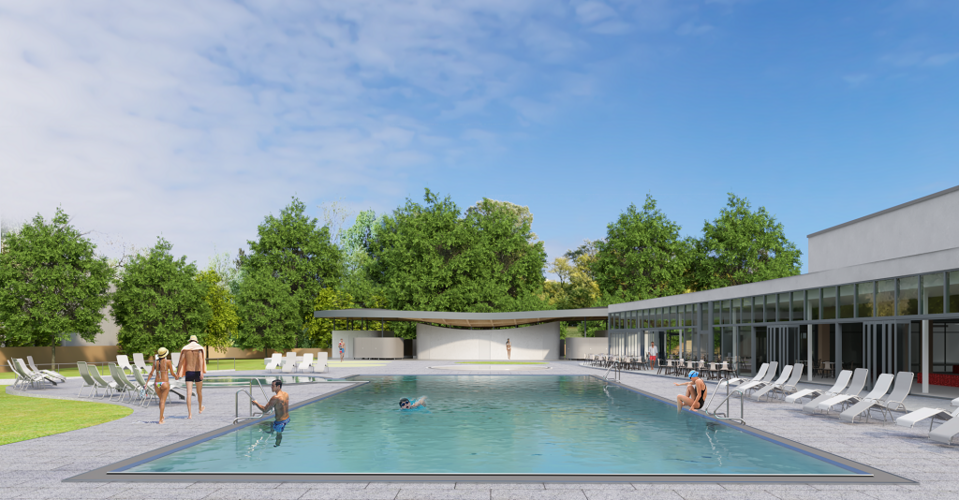 Visualisierung der Außenanlage Stadtbad Tiergarten