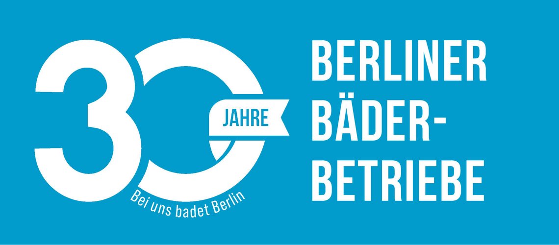 blaues Logo 30 Jahre Berliner Bäder-Betriebe